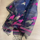 Muslin Jamdani Suit Set- Violet With Rani Pink Bird