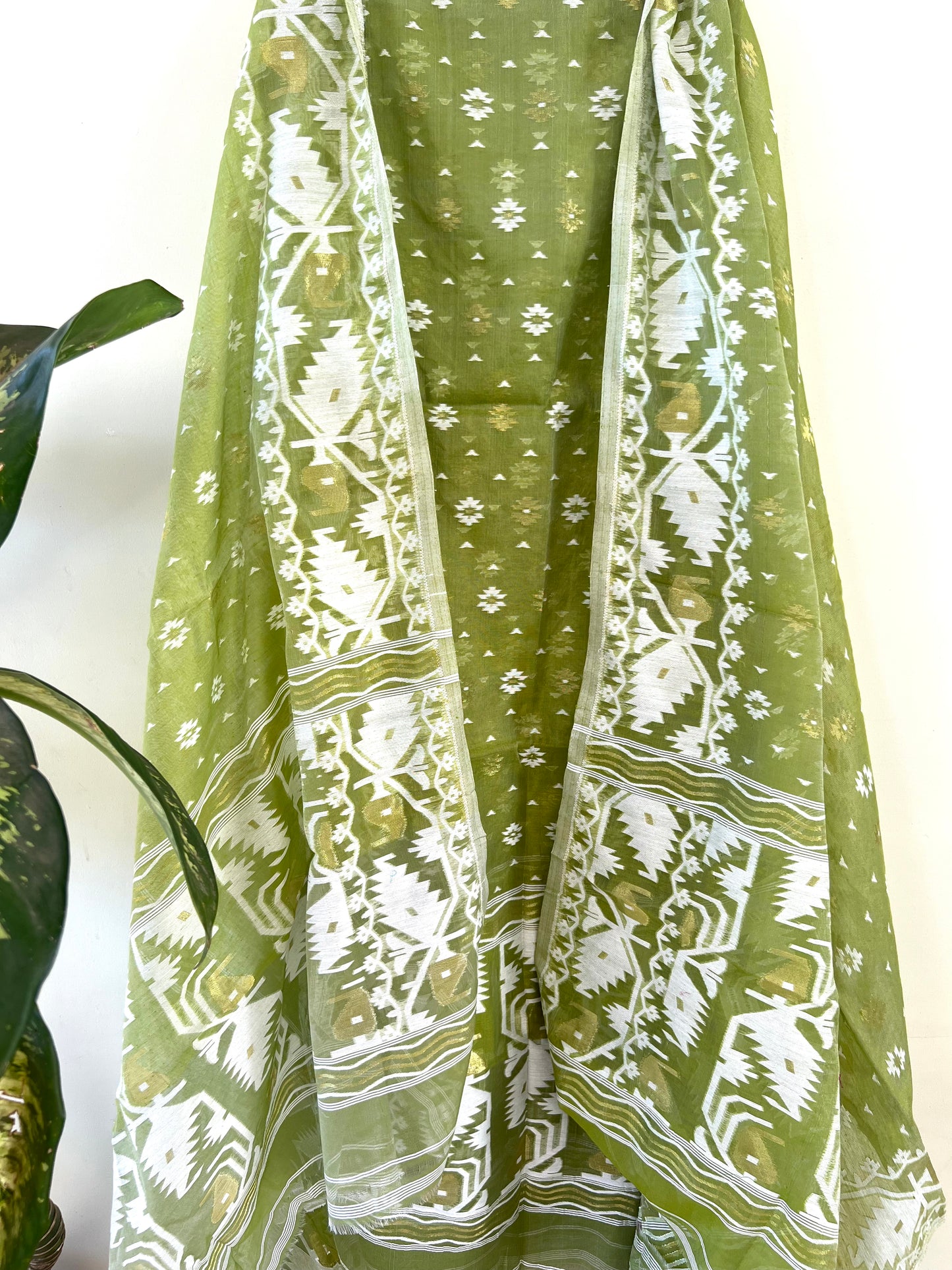 2 Pcs Jamdani Cotton Suit Set - Fresh Green
