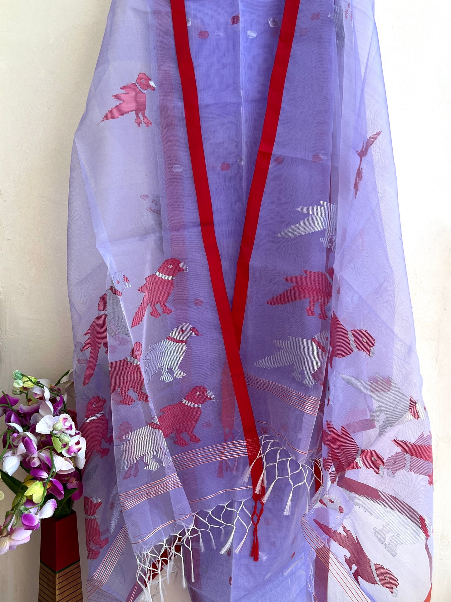 Muslin Jamdani Suit Set- Light Violet